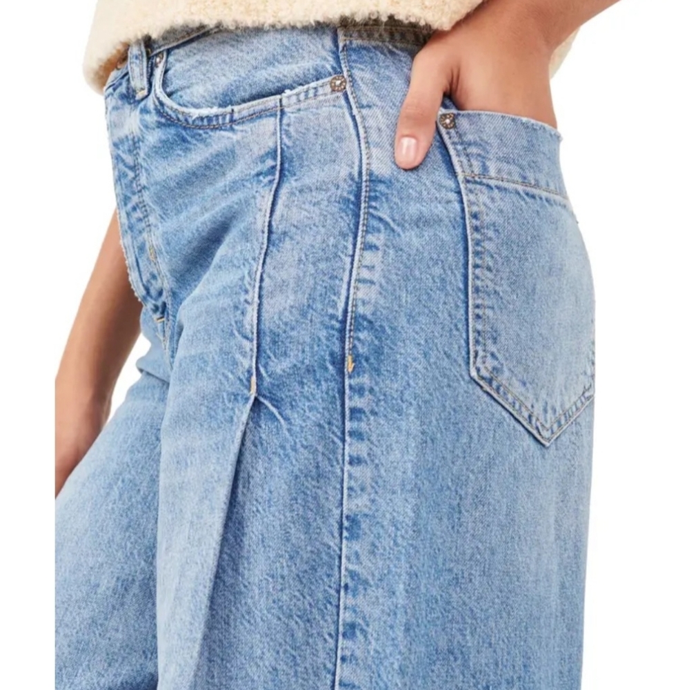 Free People High-Waist Wide Leg Jeans in Blue - Picture 2 of 13